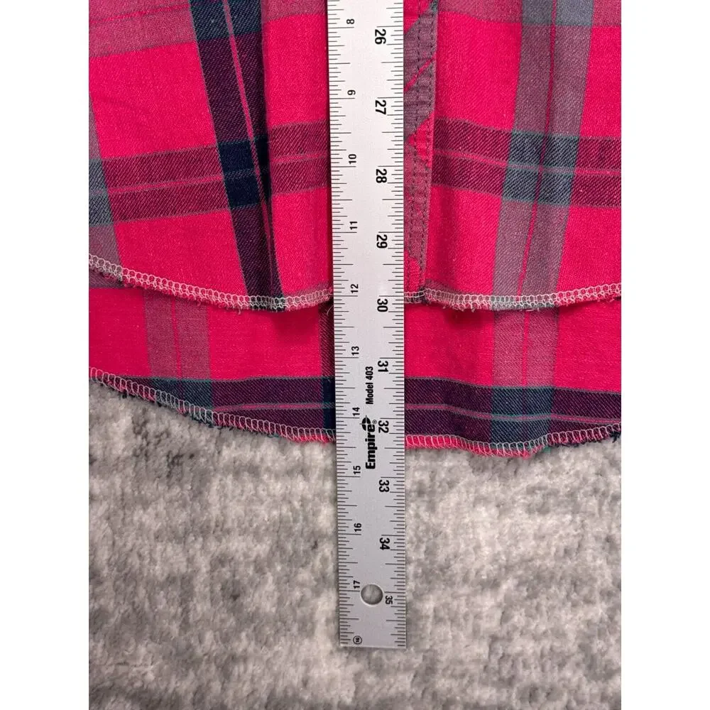 Vintage Wrangler Shirt 16.5 / XL Mens Brushpopper Pink Plaid Pearl Snap Made USA